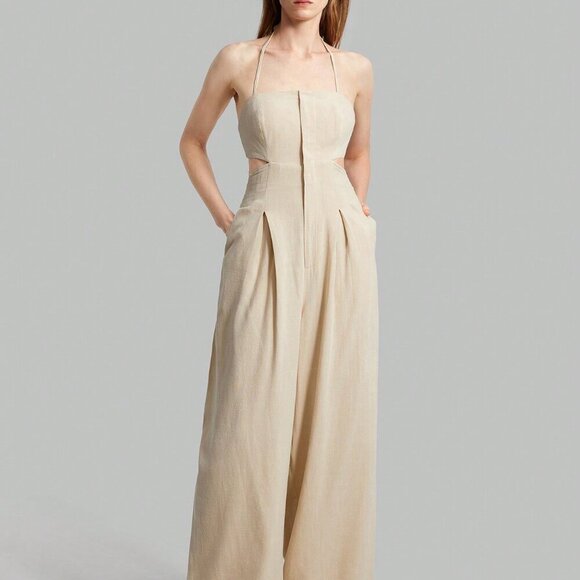 Khaki Sexy Women's Backless Strap Halter Jumpsuit - Picture 4 of 8